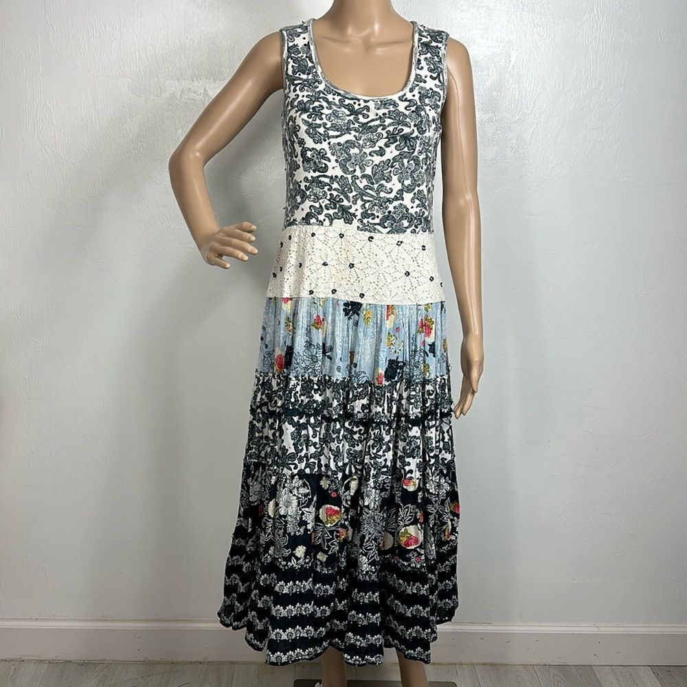 I Am Alberto Makali Vintage Sleeveless Beaded Floral Paisley Maxi Dress Size 8